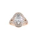 SKU: 0151 (22K) Split Shank Oval Halo Engagment Ring in Rose Gold.