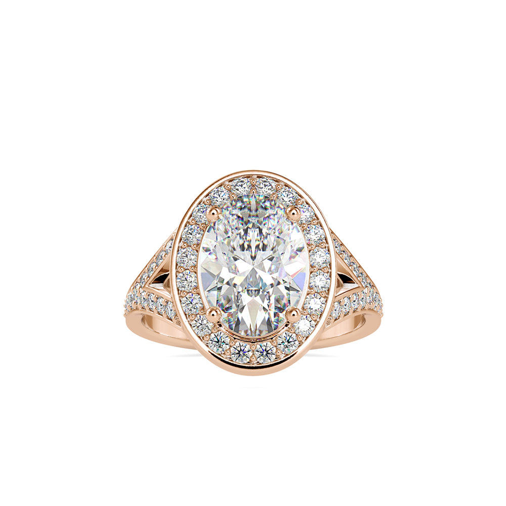 SKU: 0151 (22K) Split Shank Oval Halo Engagment Ring in Rose Gold.