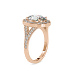 SKU: 0151 (18K) Split Shank Oval Halo Engagment Ring in Rose Gold.