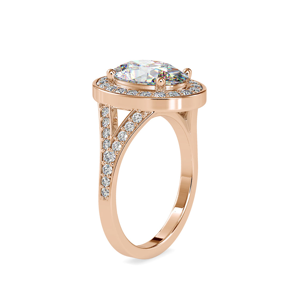 SKU: 0151 (18K) Split Shank Oval Halo Engagment Ring in Rose Gold.