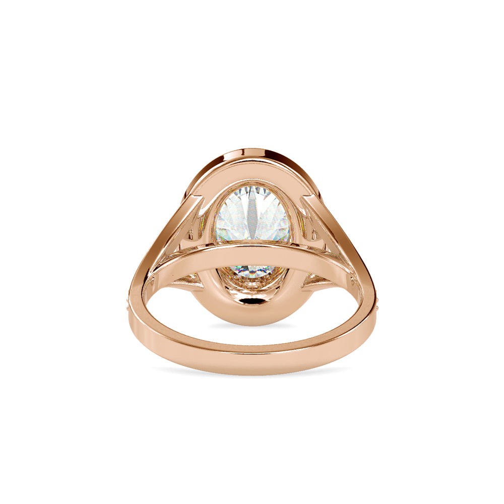SKU: 0151 (10K) Split Shank Oval Halo Engagment Ring in Rose Gold.