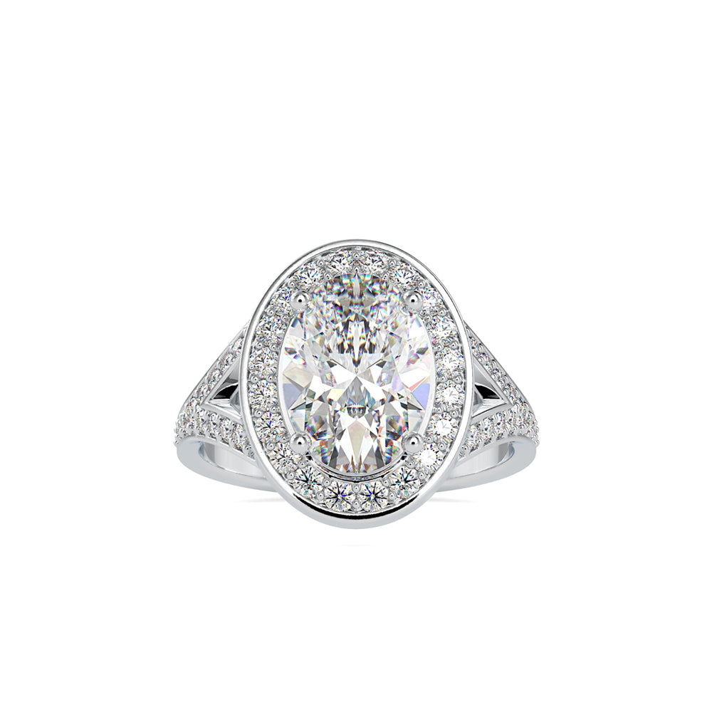 SKU: 0151 (18K) Split Shank Oval Halo Engagment Ring in Rose Gold.