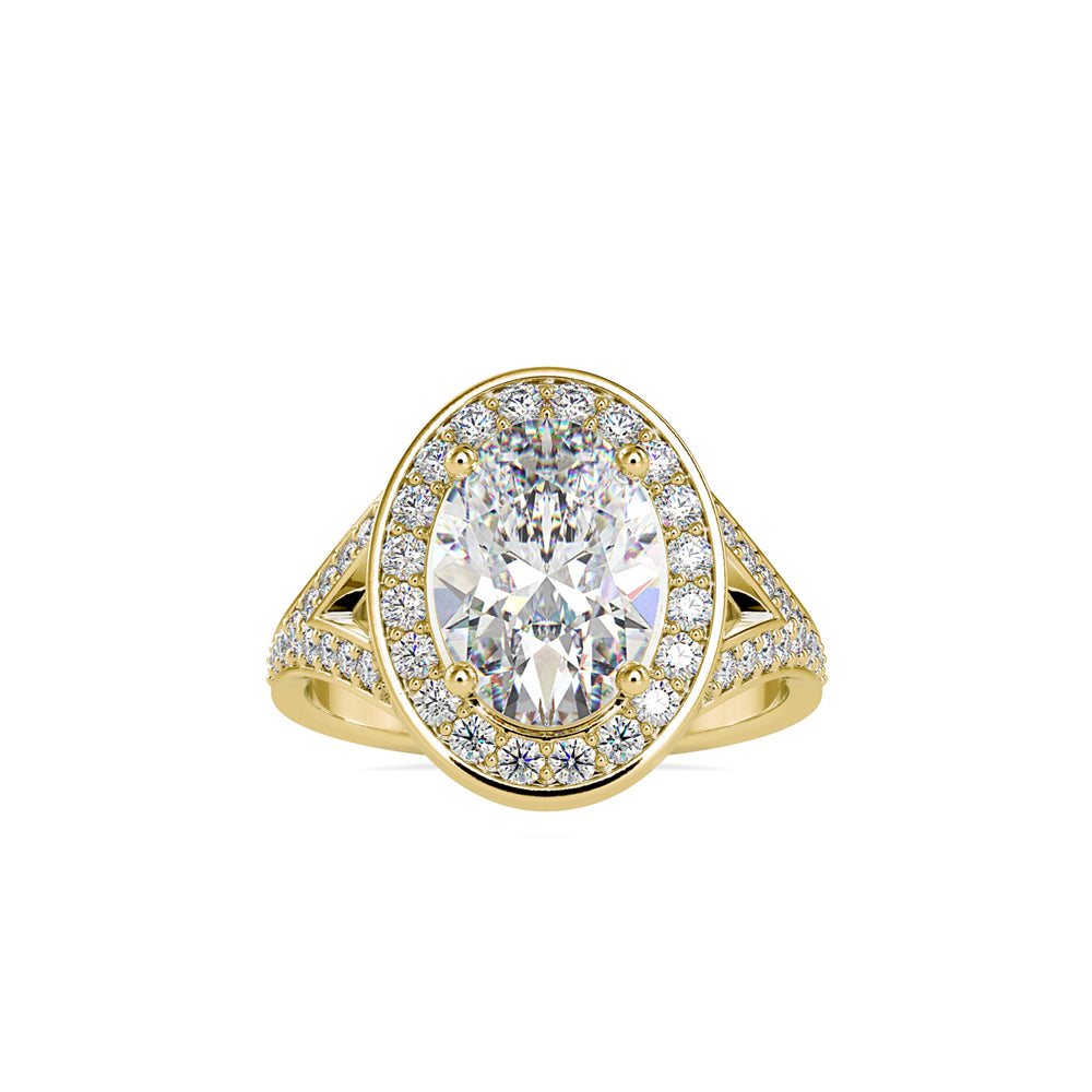 SKU: 0151 (14K) Split Shank Oval Halo Engagment Ring in Rose Gold.