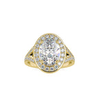 SKU: 0151 (14K) Split Shank Oval Halo Engagment Ring in Rose Gold.