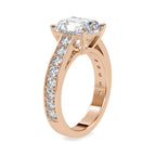SKU: 0152 (18K) Emerald Diamond Solitaire Engagment Ring in Rose Gold.