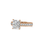 SKU: 0152 (10K) Emerald Diamond Solitaire Engagment Ring in Rose Gold.