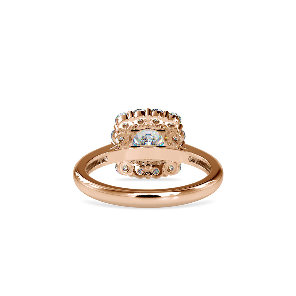 SKU: 0152 (22K) Emerald Diamond Solitaire Engagment Ring in Rose Gold.
