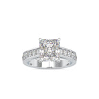 SKU: 0152 (14K) Emerald Diamond Solitaire Engagment Ring in Rose Gold.
