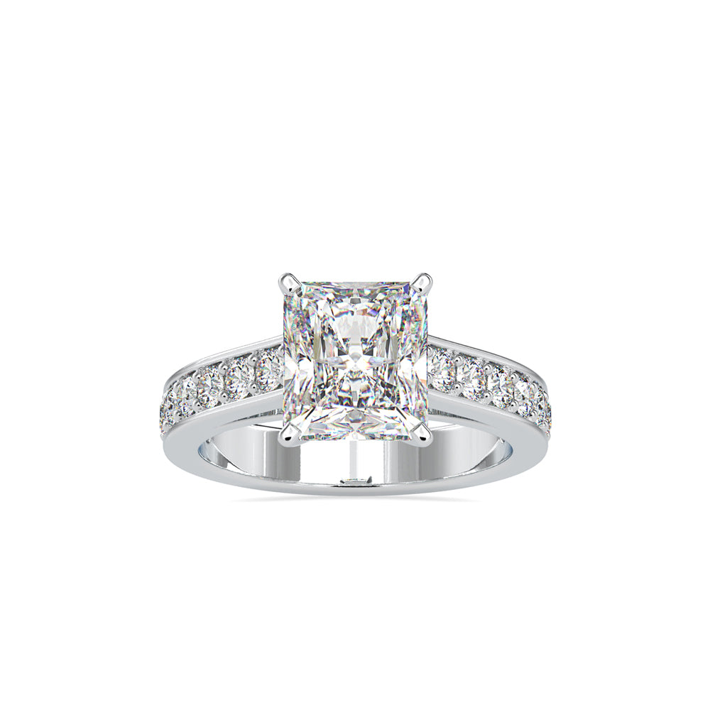 SKU: 0152 (22K) Emerald Diamond Solitaire Engagment Ring in Rose Gold.