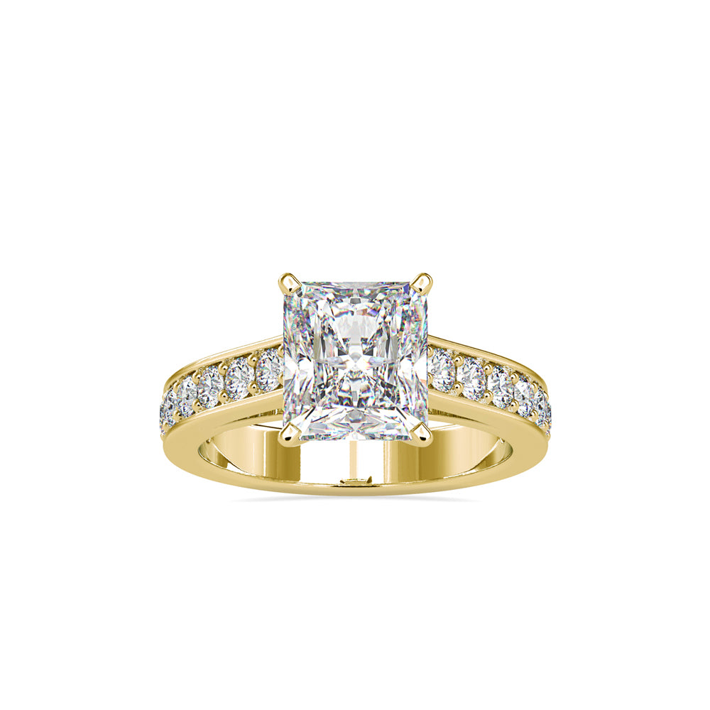 SKU: 0152 (10K) Emerald Diamond Solitaire Engagment Ring in Rose Gold.