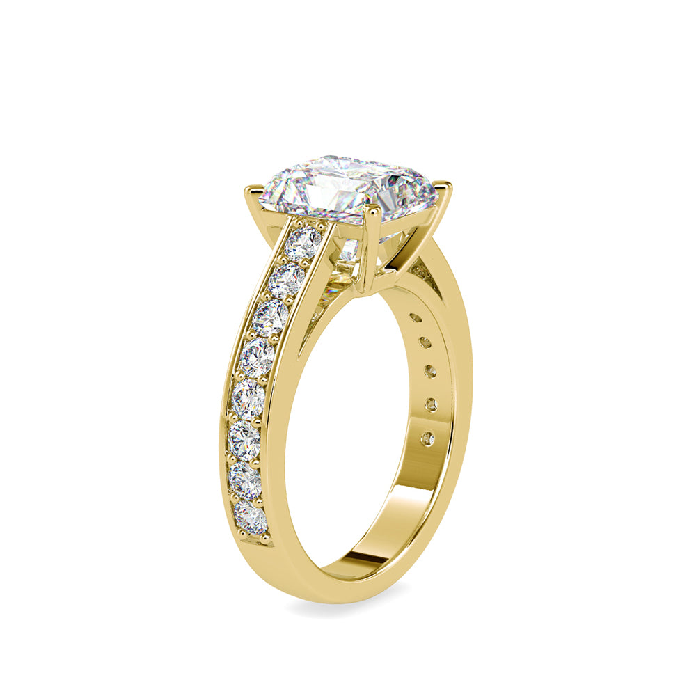 SKU: 0152 (18K) Emerald Diamond Solitaire Engagment Ring in Rose Gold.