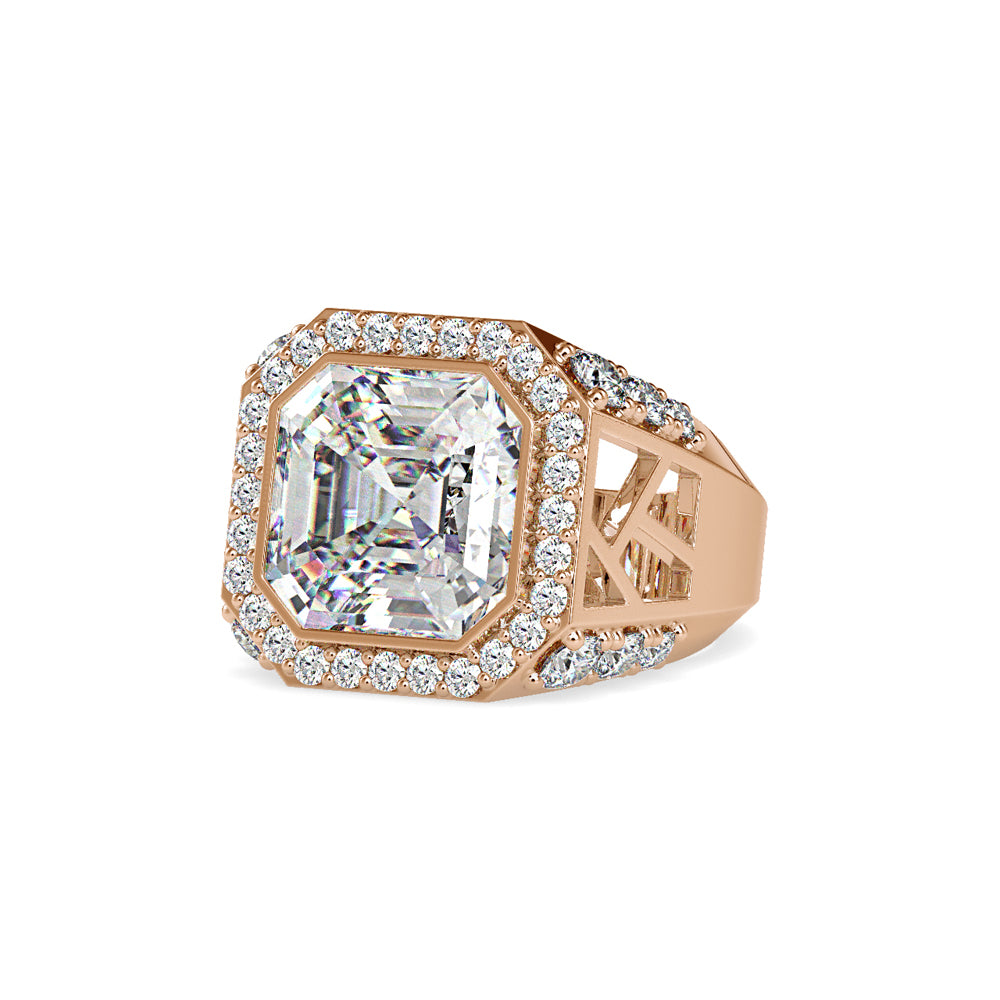 SKU: 0153 (14K) Antique Style Emerald Ring in Rose Gold.
