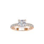 SKU: 0154 (22K) Cushion Diamond Solitaire Engagment Ring in Rose Gold.