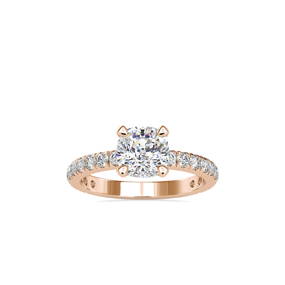 SKU: 0154 (22K) Cushion Diamond Solitaire Engagment Ring in Rose Gold.