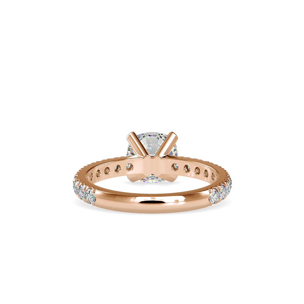 SKU: 0154 (10K) Cushion Diamond Solitaire Engagment Ring in Rose Gold.