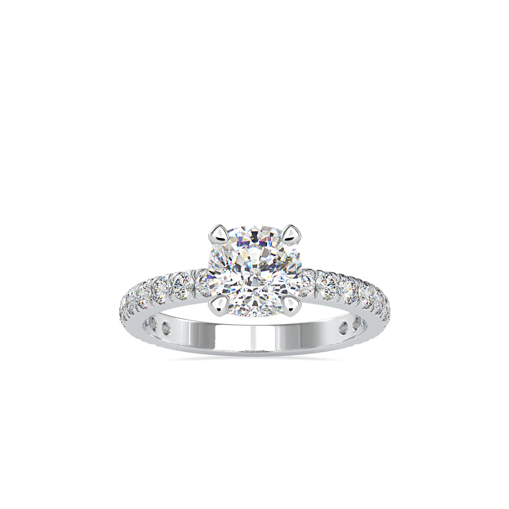 SKU: 0154 (10K) Cushion Diamond Solitaire Engagment Ring in Rose Gold.
