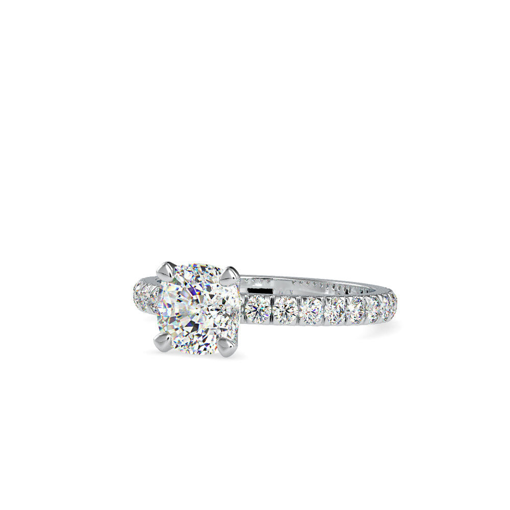 SKU: 0154 (14K) Cushion Diamond Solitaire Engagment Ring in Rose Gold.