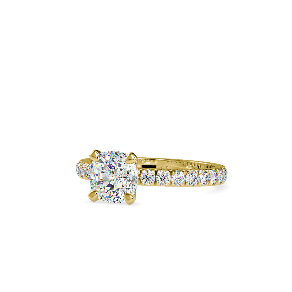 SKU: 0154 (14K) Cushion Diamond Solitaire Engagment Ring in Rose Gold.