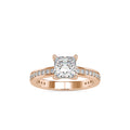 SKU: 0155 (10K) Princess Diamond Solitaire Engagment Ring in Rose Gold.