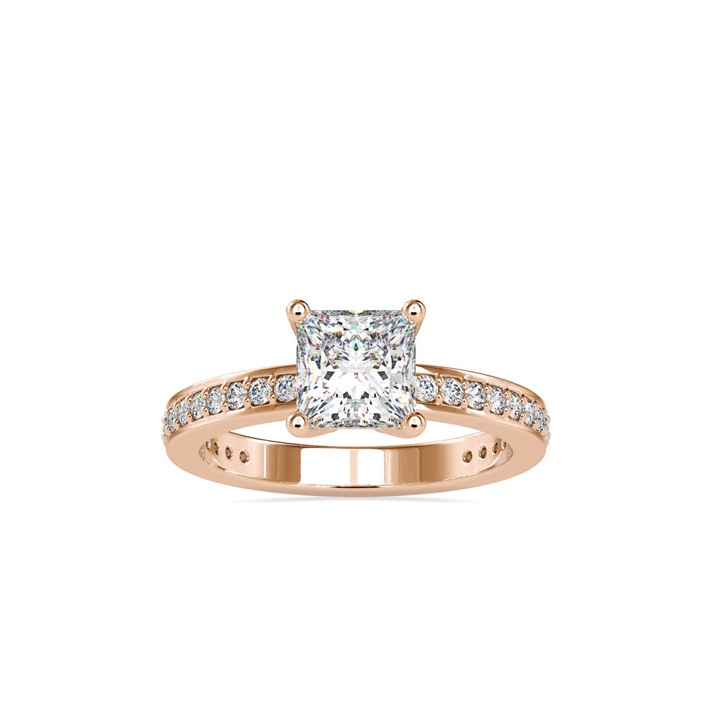 SKU: 0155 (18K) Princess Diamond Solitaire Engagment Ring in Rose Gold.