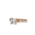 SKU: 0155 (14K) Princess Diamond Solitaire Engagment Ring in Rose Gold.
