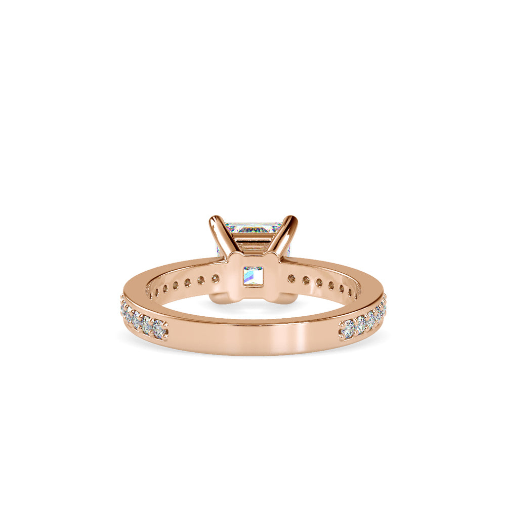 SKU: 0155 (14K) Princess Diamond Solitaire Engagment Ring in Rose Gold.