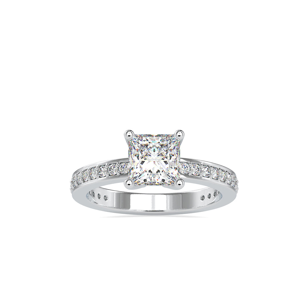 SKU: 0155 (14K) Princess Diamond Solitaire Engagment Ring in Rose Gold.