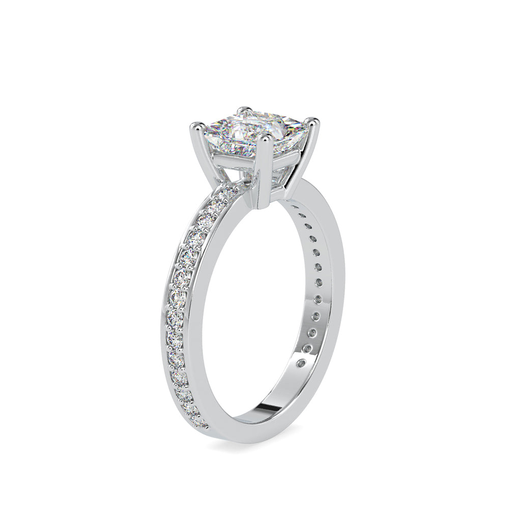 SKU: 0155 (18K) Princess Diamond Solitaire Engagment Ring in Rose Gold.