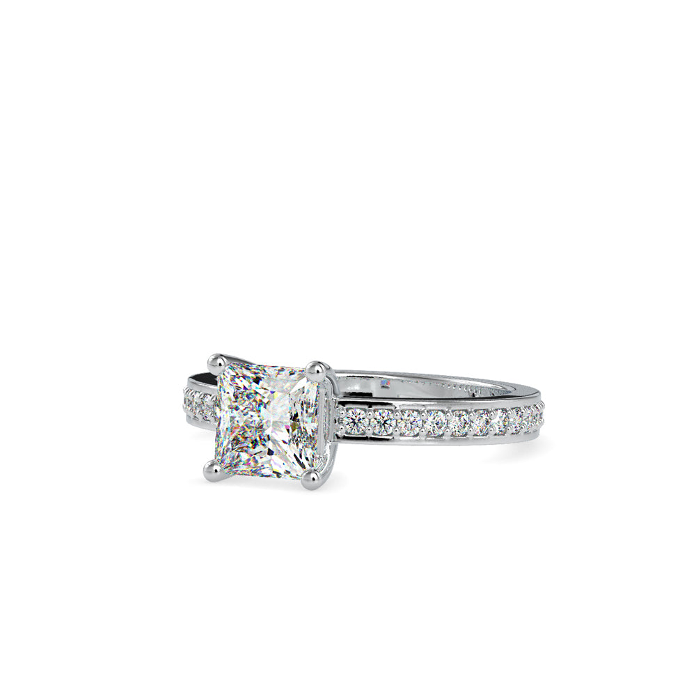 SKU: 0155 (10K) Princess Diamond Solitaire Engagment Ring in Rose Gold.