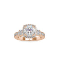 SKU: 0156 (18K) Milgrain Halo Radiant Engagment Ring in Rose Gold.