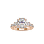 SKU: 0156 (18K) Milgrain Halo Radiant Engagment Ring in Rose Gold.