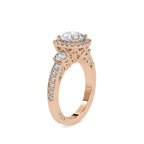 SKU: 0156 (14K) Milgrain Halo Radiant Engagment Ring in Rose Gold.