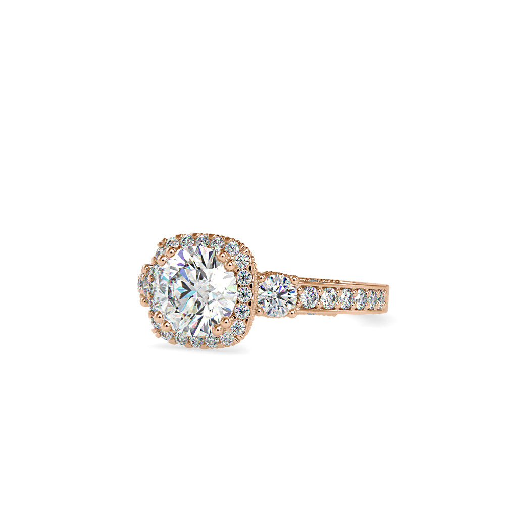 SKU: 0156 (10K) Milgrain Halo Radiant Engagment Ring in Rose Gold.