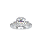 SKU: 0156 (14K) Milgrain Halo Radiant Engagment Ring in Rose Gold.
