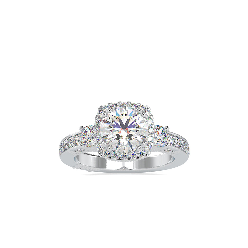 SKU: 0156 (18K) Milgrain Halo Radiant Engagment Ring in Rose Gold.