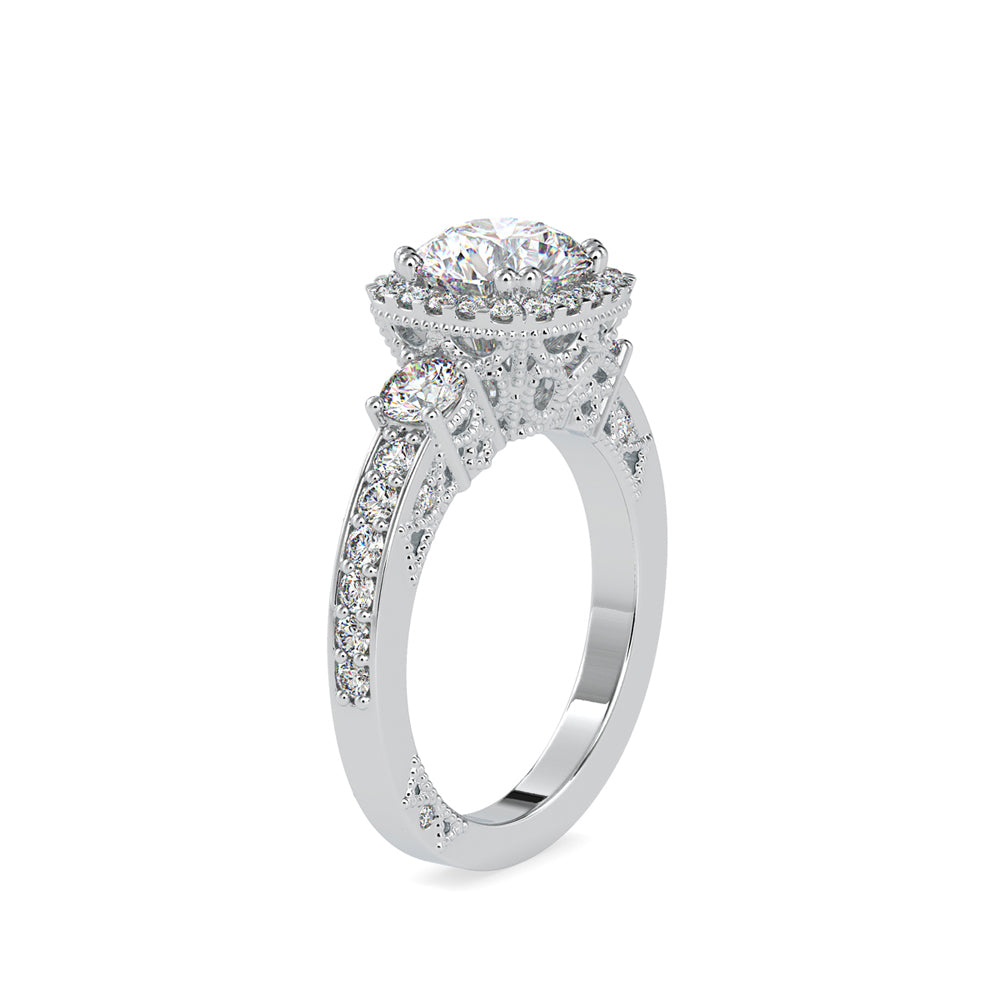 SKU: 0156 (14K) Milgrain Halo Radiant Engagment Ring in Rose Gold.