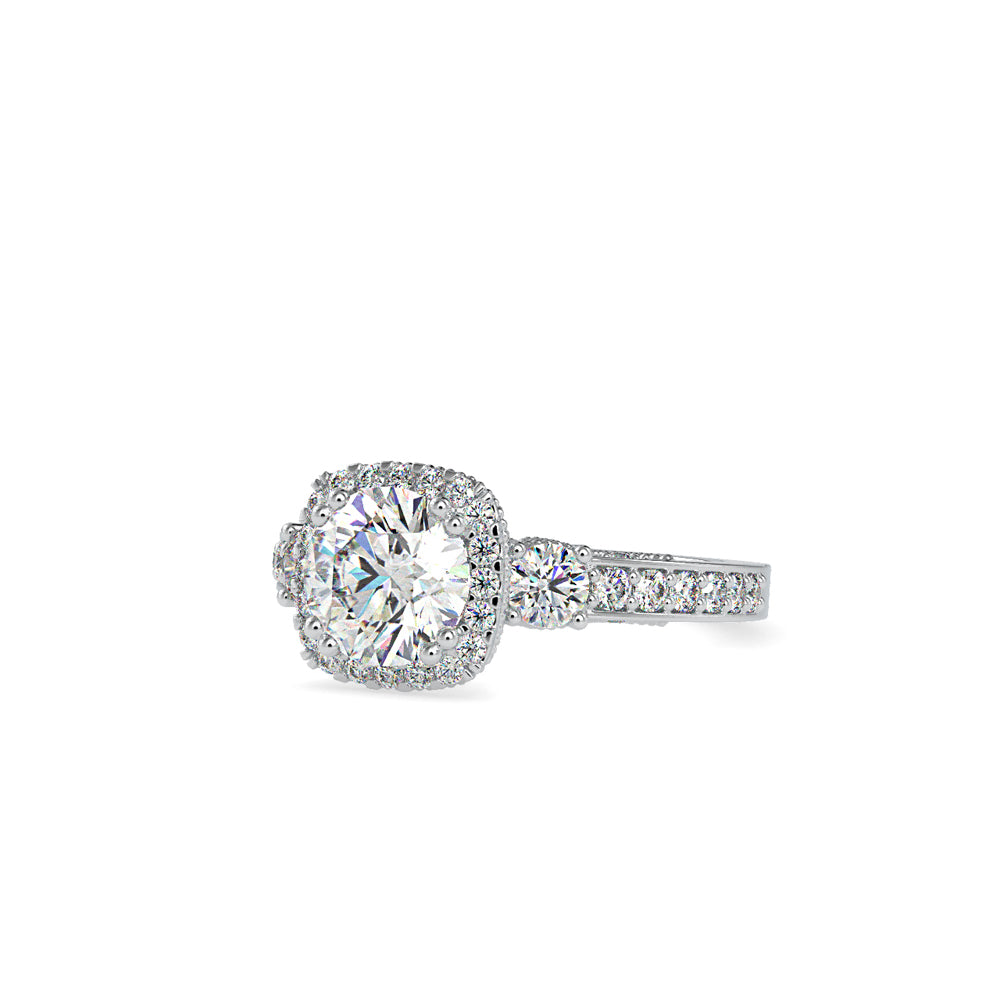 SKU: 0156 (10K) Milgrain Halo Radiant Engagment Ring in Rose Gold.