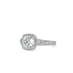 SKU: 0156 (10K) Milgrain Halo Radiant Engagment Ring in Rose Gold.