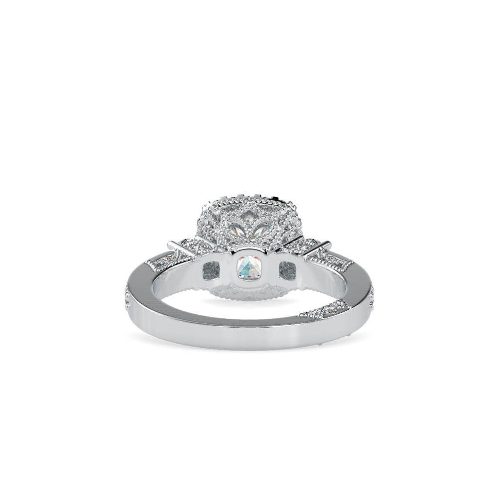 SKU: 0156 (18K) Milgrain Halo Radiant Engagment Ring in Rose Gold.
