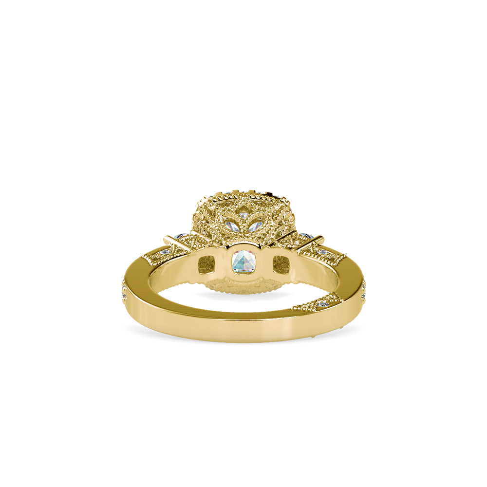 SKU: 0156 (10K) Milgrain Halo Radiant Engagment Ring in Rose Gold.