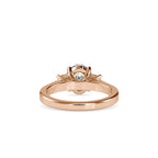 SKU: 0157 (22K) Two-tone Three-Stone Engagment Ring in Rose Gold.
