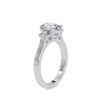 SKU: 0157 (22K) Two-tone Three-Stone Engagment Ring in Rose Gold.
