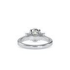 SKU: 0157 (10K) Two-tone Three-Stone Engagment Ring in Rose Gold.