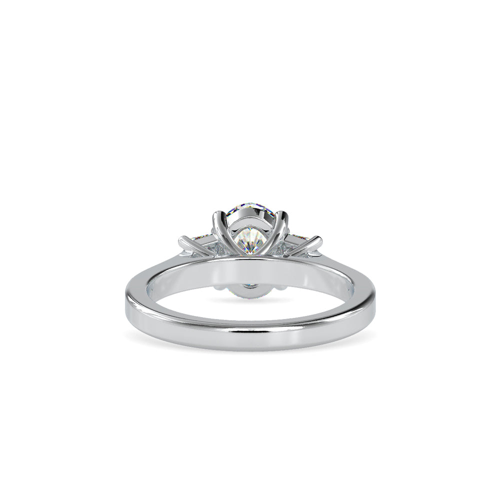 SKU: 0157 (22K) Two-tone Three-Stone Engagment Ring in Rose Gold.