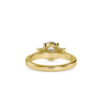 SKU: 0157 (18K) Two-tone Three-Stone Engagment Ring in Rose Gold.