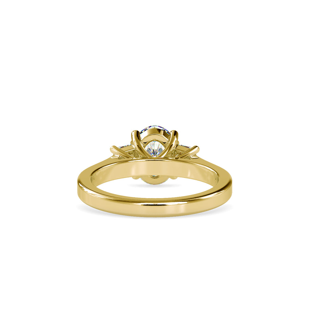 SKU: 0157 (22K) Two-tone Three-Stone Engagment Ring in Rose Gold.
