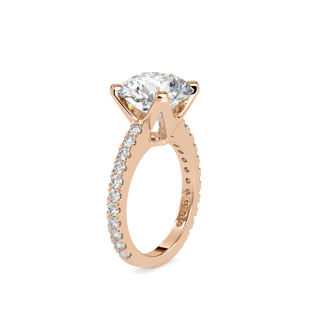 SKU: 0158 (10K) Round Diamond Solitaire Engagment Ring in Rose Gold.