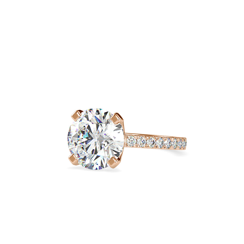SKU: 0158 (14K) Round Diamond Solitaire Engagment Ring in Rose Gold.