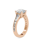 SKU: 0160 (14K) Round Diamond Channel-Set Solitaire Engagment Ring in Rose Gold.