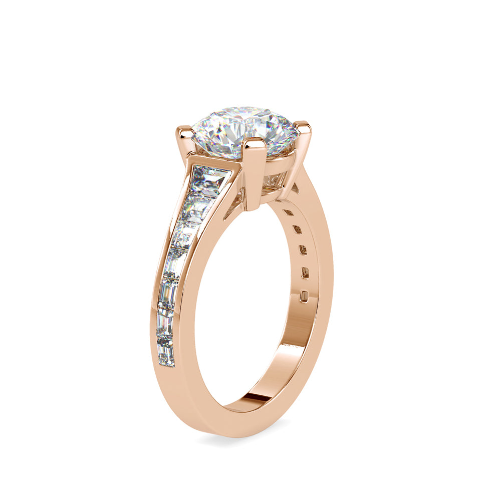 SKU: 0160 (10K) Round Diamond Channel-Set Solitaire Engagment Ring in Rose Gold.